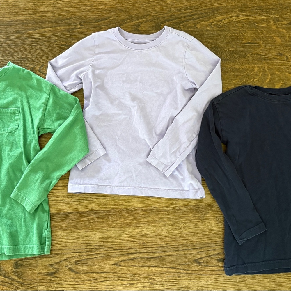 Primary Long Sleeve Shirt Trio - Green, Lavender, Navy Blue